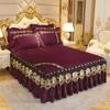 Crystal Velvet Bedspread Plush Lace Bed Skirts Sets Thin Comforter Embroidered Bedding Set with Pillowcases  for Queen King Size