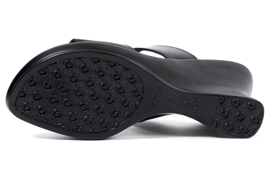 Mule Made in Genuine Double Wedge Size M [Akiriko] Sandals, Japan, Leather, Office, Belt, Approx. 7.5cm, Sole,