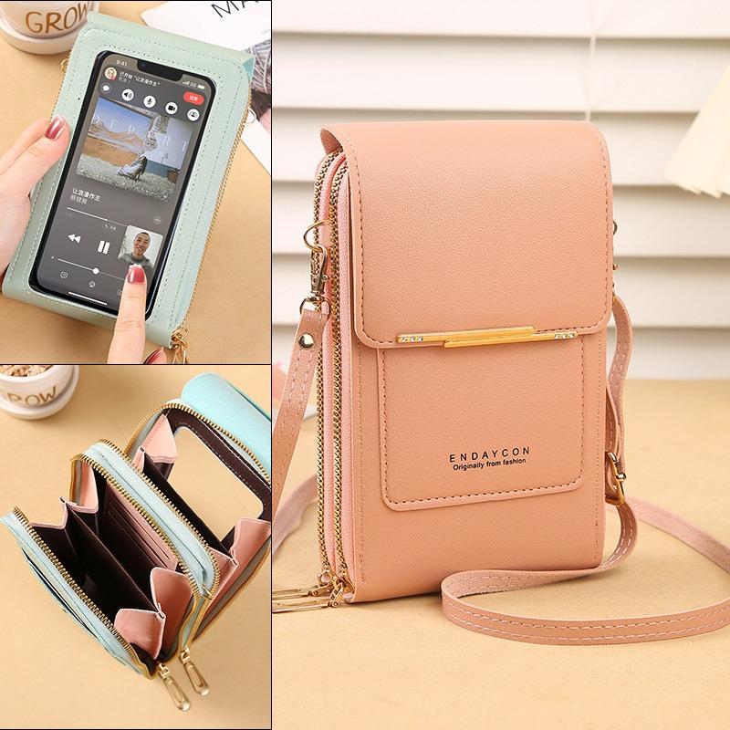 Direct sales touch screen mobile phone bag female messenger bag Korean version mobile phone bag multi-function key zipper change bag vertical
