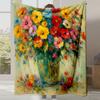 1Pc Monet-Inspired Water Lilies Impressionist Art Blanket - Plush French-Like Flannel Texture, Soft Warm All-Season Thick Gouach