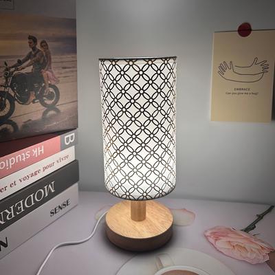 Nordic Solid Wood Base USB Lamp Bedroom Bedside Study Residential Bed Led Three-color Warm Eye Protection Night Light