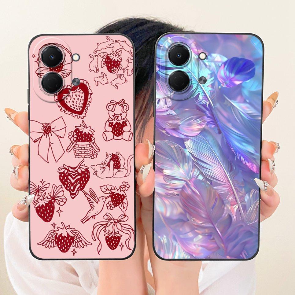 Liquid Silicone Soft Back Cover For Tecno Spark GO 3 GO3 KN3 Phone Case Luxury Girly Flower Butterfly Bow Painting Casing