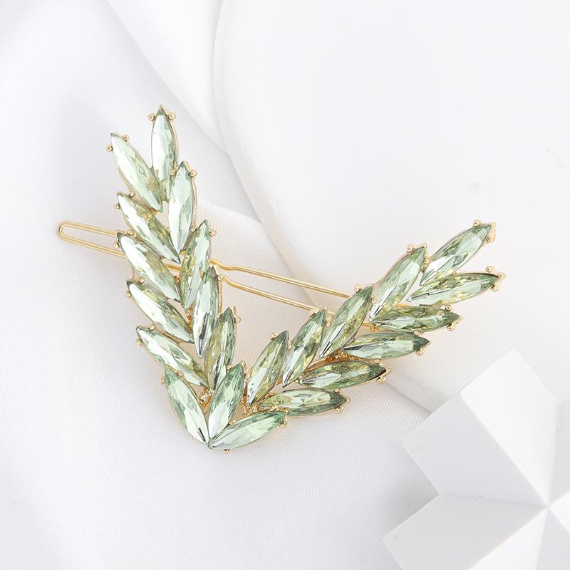 Korean Style Leaf V-Shaped Rhinestone Hairpin - Adult Hair Accessory