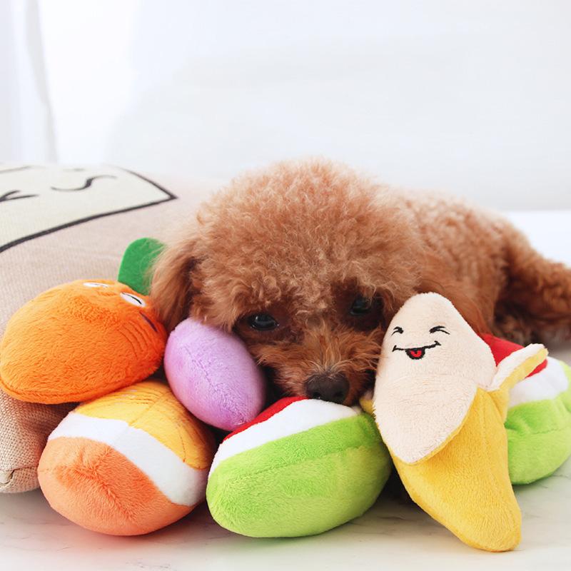 Odporne na gryzienie Szczeniak Pies Kot Gryzaki Pluszowe Piszczące Zwierzę Domowe Zabawka Owocowa dla Małych Średnich Psów Chihuahua Beagle mascotas Akcesoria