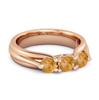 Citrine Three Stone Ring - 925 Sterling Silver Rose Gold Vermeil