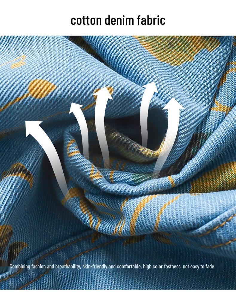 2025 Autumn Girls' Floral Denim Two-Piece Set – Trendy Wide-Leg Pants and Jacket