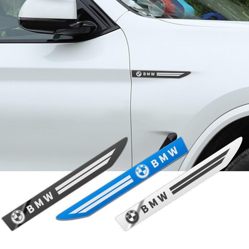 KSMH6 Car Sticker 2PCS Weatherproof Stainless Steel Side Wing Fender Badge Emblem UV-Proof Anti-Fade Anti-Rust Body Decal For BMW F34