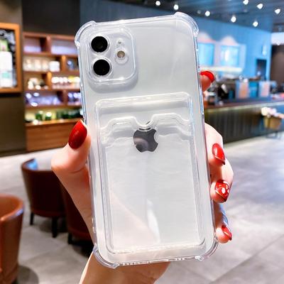 ID Kreditinės kortelės laikiklis Skaidrus telefono dėklas iPhone 16 Pro Max 15 14 13 12 11 X XR XS 7 8 Plus SE 2020 Telefonams Piniginė Atsparus smūgiams Dangtelis