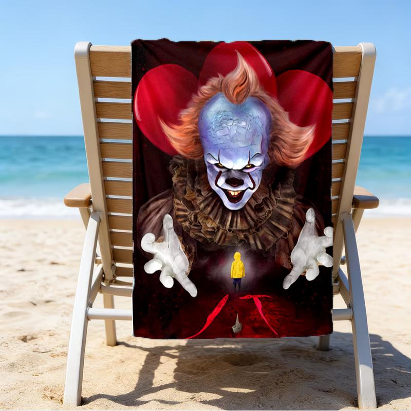 proof beach towel with a Pennywise the Dancing Clown3 pattern - soft,absorbent,quick-drying,machine washable - perfect for swimming,camping,bathing