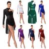 Women's Lyrical Dance Leotard Turtleneck Adjustable Spaghetti Strap One Shoulder Sparkly Sequins Dress