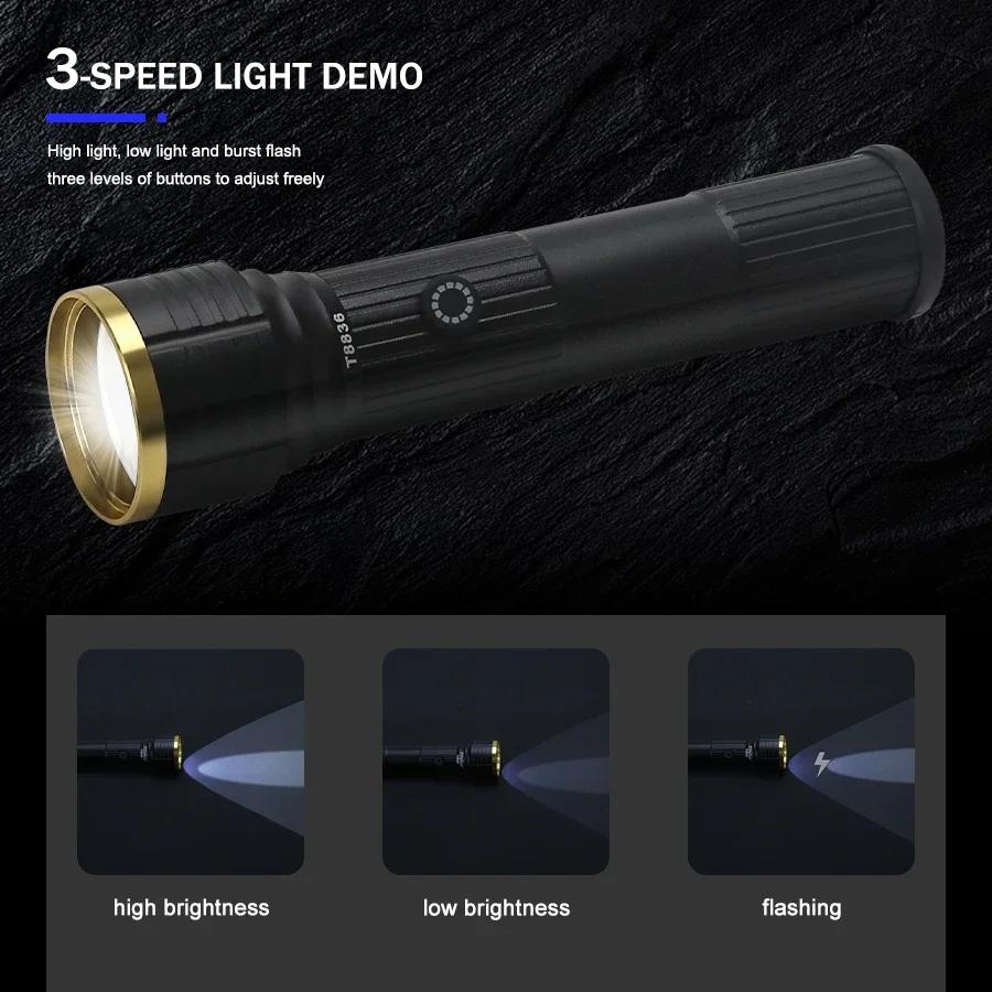 Rechargeable 2Pack Portable Flashlight LED Flashlight 3 Modes Waterproof Handheld Flash Light For Home Emergency Working Camping