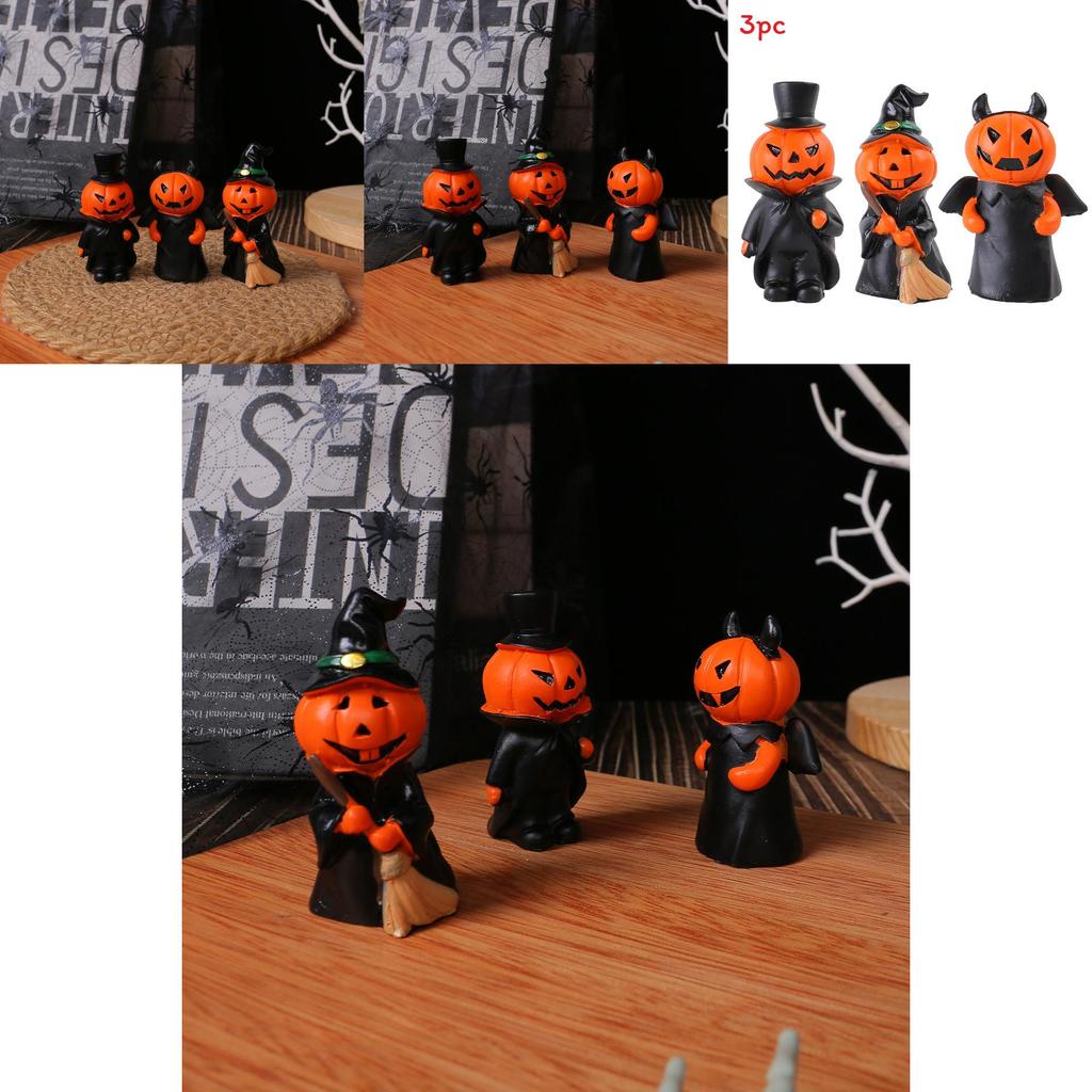 Halloween Collectible Resin Demon Figures Set With Pumpkin And Gentleman Theme For Party Decor
