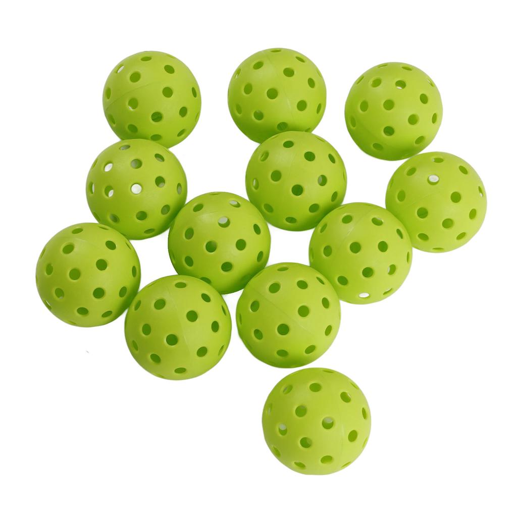 12PCS 74mm 40 Holes Pickleballs PE Plastic High Elasticity Pickleball Outdoor Hole Balls Green