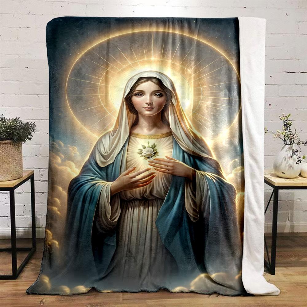 Sacred Heart Halo Clouds Printed Blanket for Living Room Bed Couch lunch break Soft Cozy Blanket for Friend's festival Gift