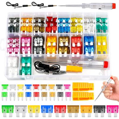 306PCS Car Fuse Kit 5A/10A/15A/20A/25A/30A/35A Amplifier with Box Clip Combination Car Blade Fuse Set with Circuit Electric Pen