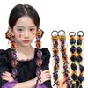 2 Pcs Halloween Fashion Lantern Braid Wig Hair Ties For Girls With Pumpkin And Spider Elements Fun Hair Accessories