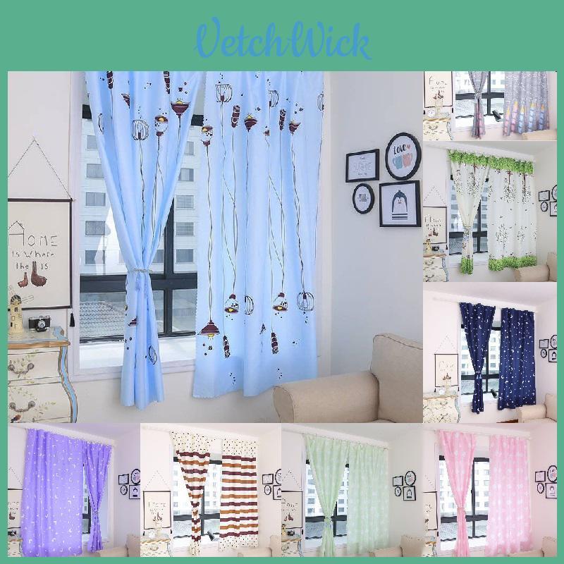 Blackout Window Curtain Cartoon Plant Printing Shading Panel For Modern Home Bedroom Decor