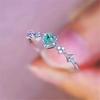 Cute Female White Green Zircon Stone Silver Color Wedding  Promise Love Heart Engagement Rings For Women