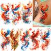 1 Sheet Phoenix Watercolor Temporary Tattoos For Women Girls Fake Covers Up Water Transfer Tattoo Sticker Adults Arm Waist Thigh