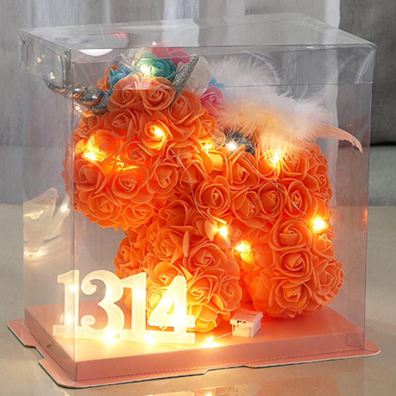 23*23CM Artificial Flower Unicorn with Wings PE Foam Flower Rose Rabbit Valentine's Day Wedding Gift Anniversary Festival Gift Box for Girlfriend