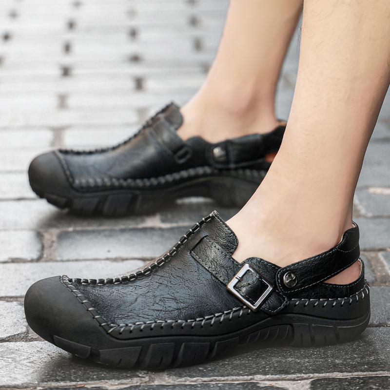 Kožené Muži Vodní Plážové sandály Léto Venkovní Ležérní Sportovní sandály s uzavřenou špičkou Protiskluzové Měkké Turistické Brodící tenisky