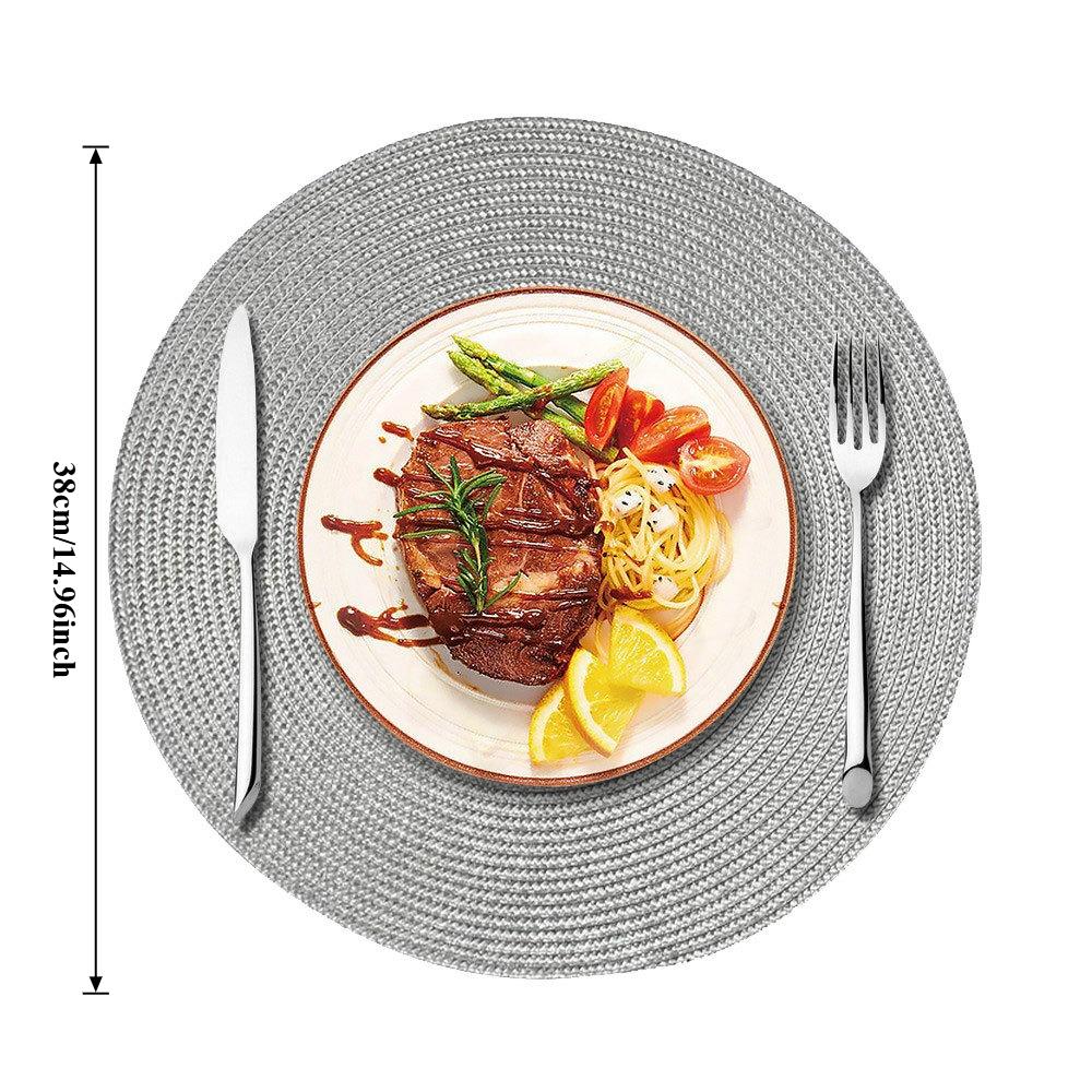 New 1pc Round Braided Placemats 38CM Table Mats,Washable Not Easily Displaced for Dining Tables Table Mats Placemats for Table 1pc 38cm&Round светло-серый