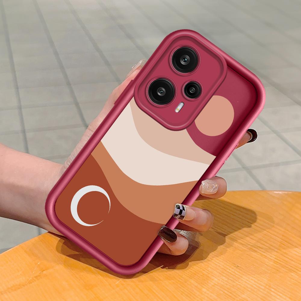 Soft Silicone Square Ladder Printing Pattern Phone Casing Full Cover Camera Shockproof Protection Rubber Case for Xiaomi Redmi