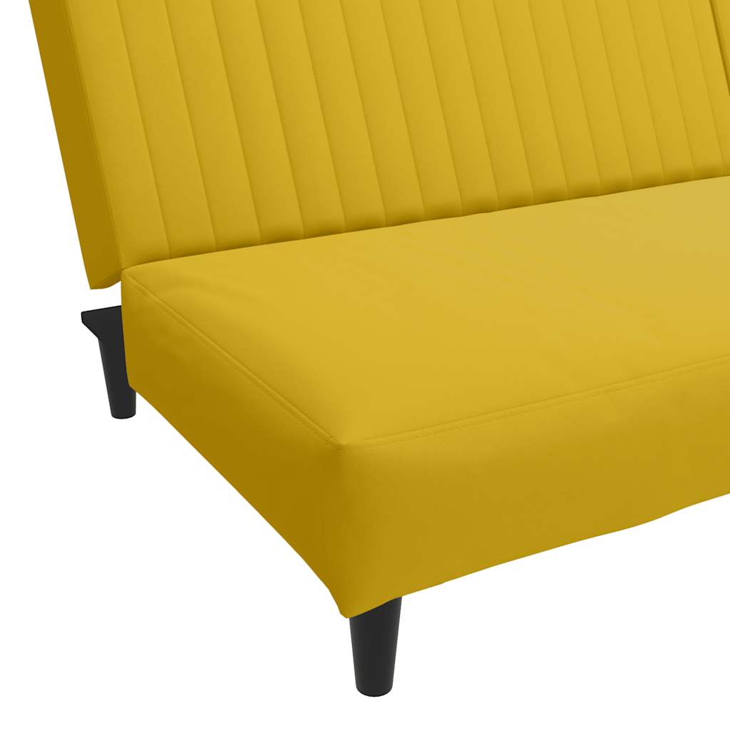 2 Seater Yellow Velvet Sofa Bed