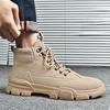 Fashion Men's Autumn Winter Hight-Top Cotton-Padded Shoes Velvet Warm Durable Haed-wearing Shock Absorption Lace Up Shoes