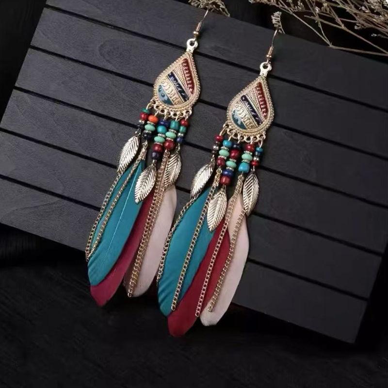 Pendientes Largos Bohemios Colgantes para Mujer - Pendientes de Borlas Ligeros para el Uso Diario