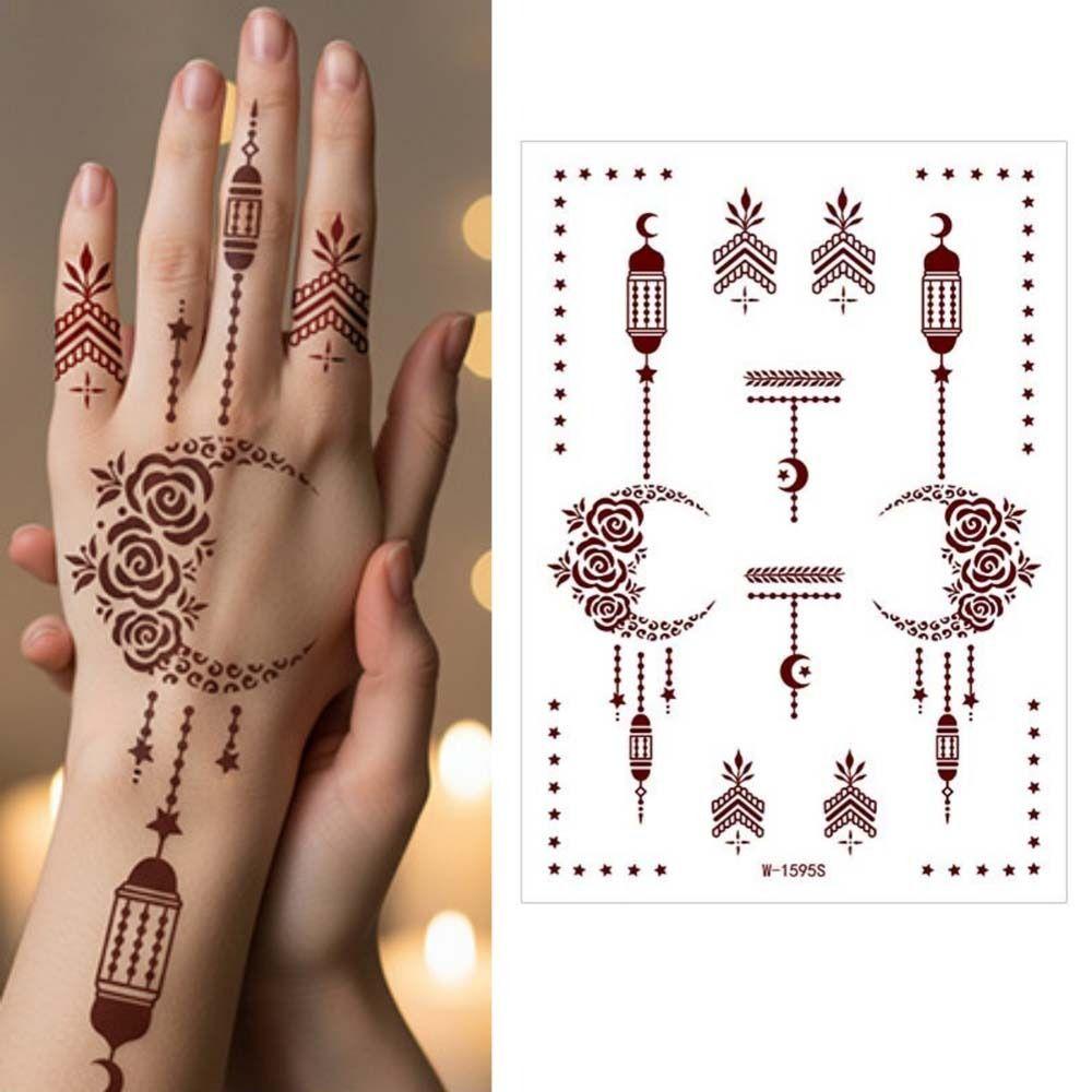 Lace Fake Tattoo Henna Tattoo Stickers Red Mehndi Stickers Body Art Sticker  Finger Hand