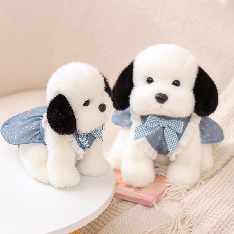 Cute Dressed Puppy Doll Plush Toy Girl Sleeping and Holding Doll Soft Dog Doll Pillow Birthday Gift