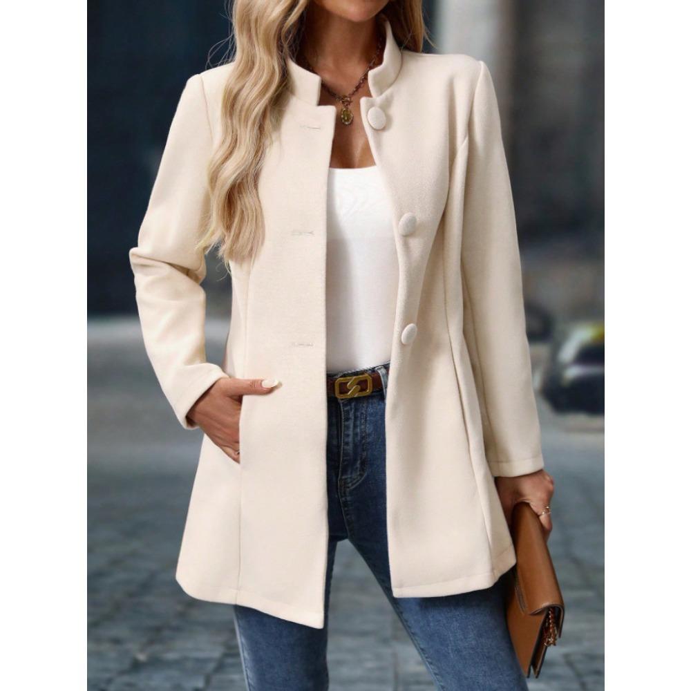 Damen Freizeit Rollkragen Lang Wollmantel Herbst und Winter Mantel