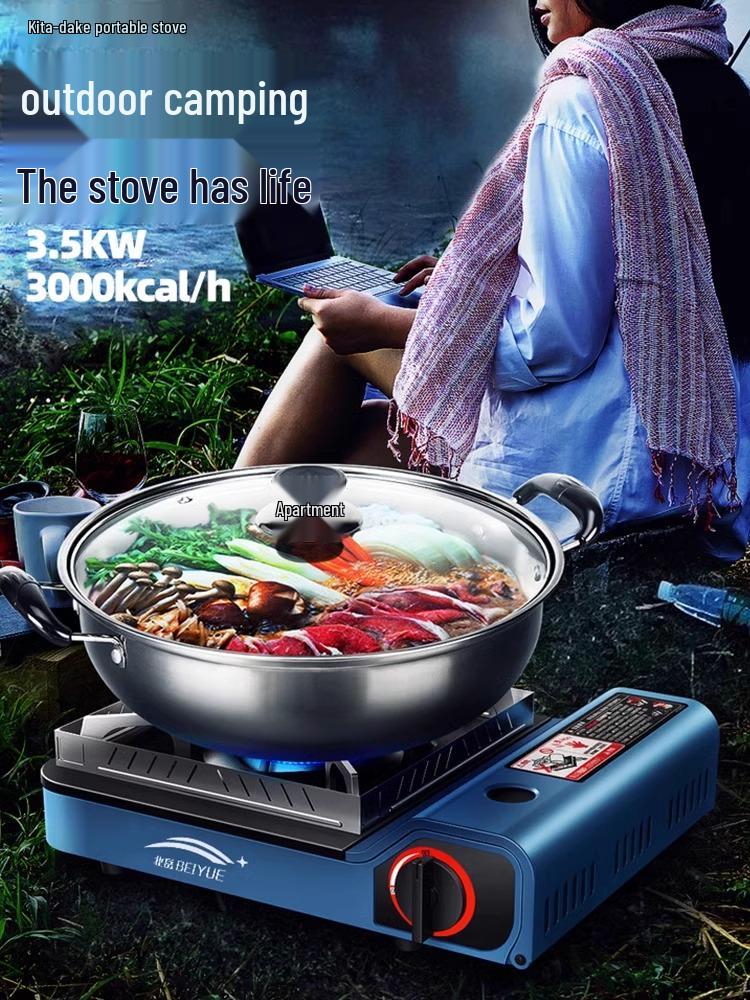 Portable Outdoor Gas Camping Stove with Magnetic Card Canister