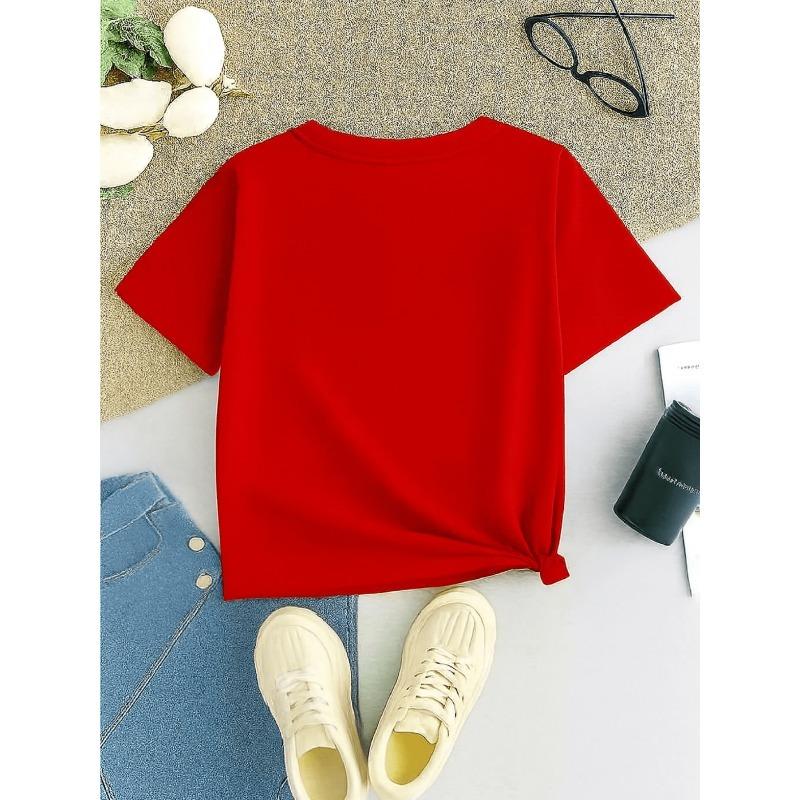 European sizes Girls' Summer Girl Group Cartoon Style Short Sleeve T-Shirt, Cute Idol Fashion Print, Breathable And Non-Stuffy Clothing