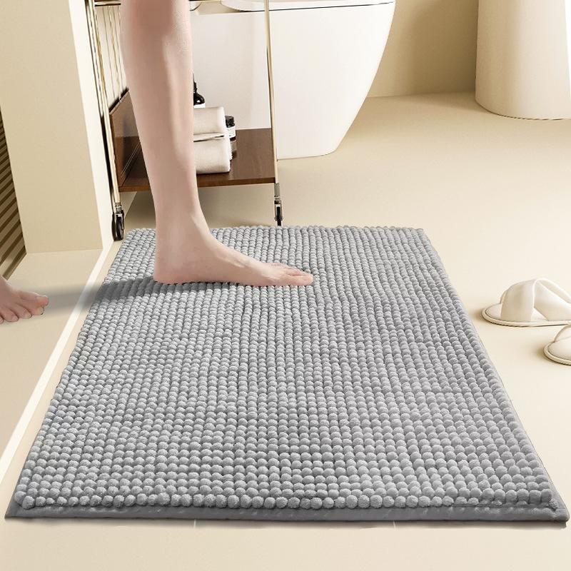 Chenille Bath Mat Non-Slip Backing Plush Soft Absorbent Rug for Bedroom Bathroom Entryway Machine Washable Home Decor