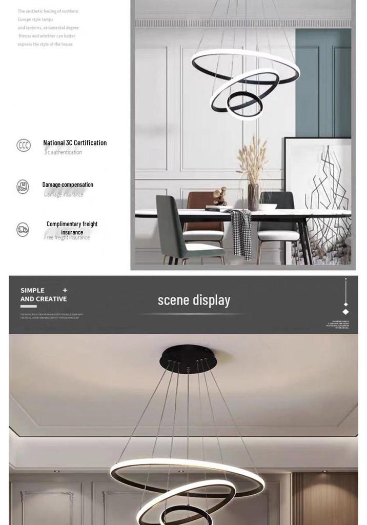 Personalized Nordic Style Minimalist Pendant Light for Living Room/Bedroom - Modern Circle Combination Design