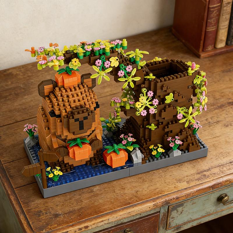 New-Off-The-Shelf Capybara Construction Superior-Grade Assembly-Bricks Premium-Quality Pen Premium-Quality Holder Superior-Grade Cute Top-Grade