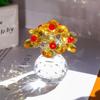 Handcraft Mini Glass Flower Sculpture Clear Base Tabletop Plants Suncatcher  Home
