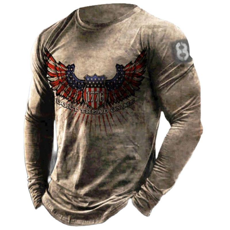 

T-shirt à manches longues numérique 3D rétro pour hommes, chemise imprimée, sensation américaine, haut décontracté, Europe et Amérique, 5XL, 2022 S