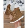 2025 Winter New Lace-up Warm Cotton Shoes Women's Flat Fleece Thickened Plus Size Snow Boots