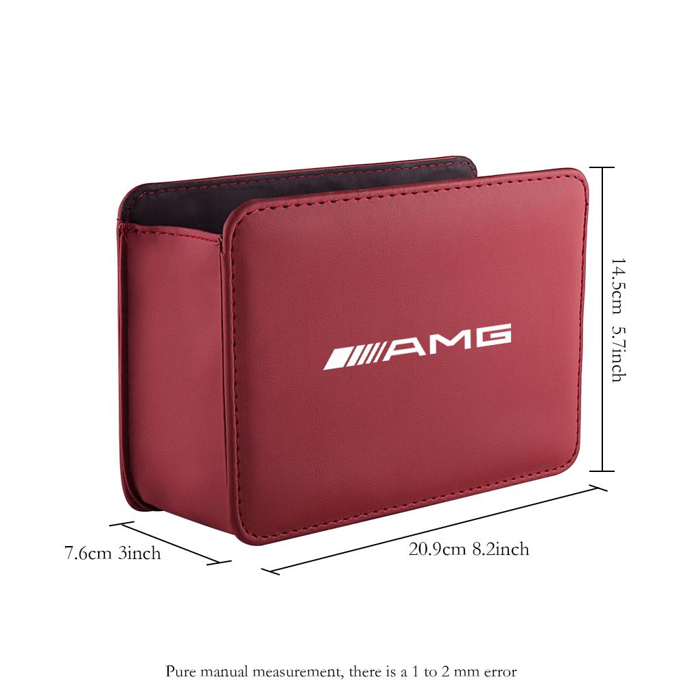 Car Door Storage Box Leather Auto Emblem Seat Back Trash Can For Mercedes Benz AMG W203 W206 W220 W205 W211 W212 W201 W210 W108
