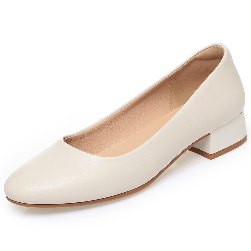 Square Toe Thick Heel Soft Sole Professional Work Shoes Black Low Heels Mid-Heeled Single Shoes 3cm Formal Light Mouth Shoes