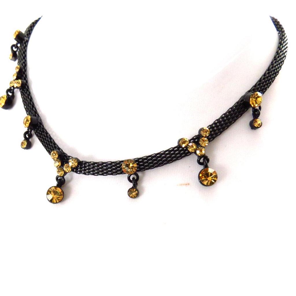 Les Trésors De Lily [J6983] - Designer 'Sissi' Amber Black Choker