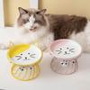 Cat Bowl Ceramic High Foot Neck Guard Food Bowl Shallow Mouth Large Diameter Pet Food Dish Garfield Cat Special Flat Face Bowl