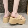 Fashion 8CM NEW Casual Wedge Slippers for Women Summer Non Slip Platform Sandals Woman Open Toe Comfortable Female Chunky Beach Slippers