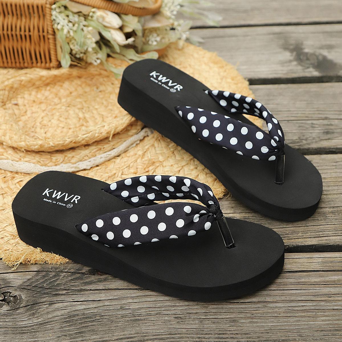 Anti-slip Women s Shoes - New Style Thick-soled Platform Flip-flops for Beach Use 35 чёрный