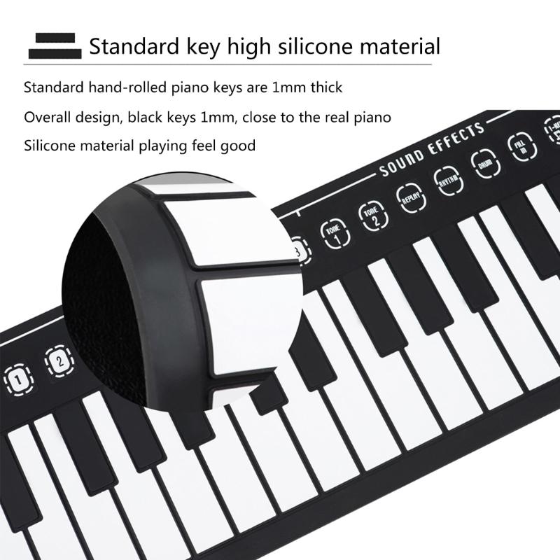 Multifunctional 49 Key Roll Up Piano Foldable Portable Electronic Piano Music Instrument for Beginner Kid Adult