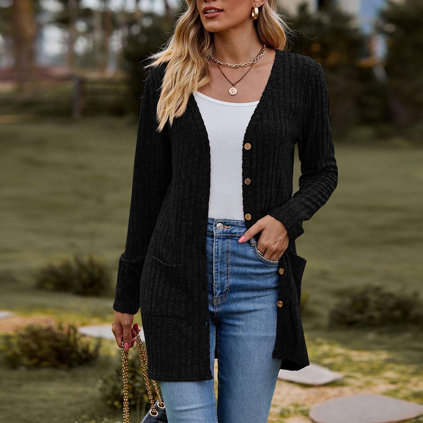 

Женский женский кардиган с длинным рукавом, свитер, пальто, топ S