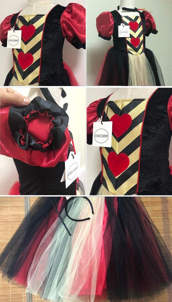 Alice in Wonderland Queen Fairy Tale Halloween Costume Height [cnstone] Children's Dress, Dress, Red, Girls' (Size 8T, 125-135cm)